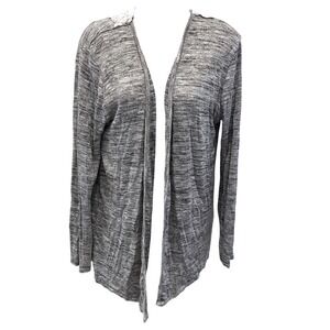 Cape Juby Women's XL Gray Knit Open Front Cardigan with Lace Collar